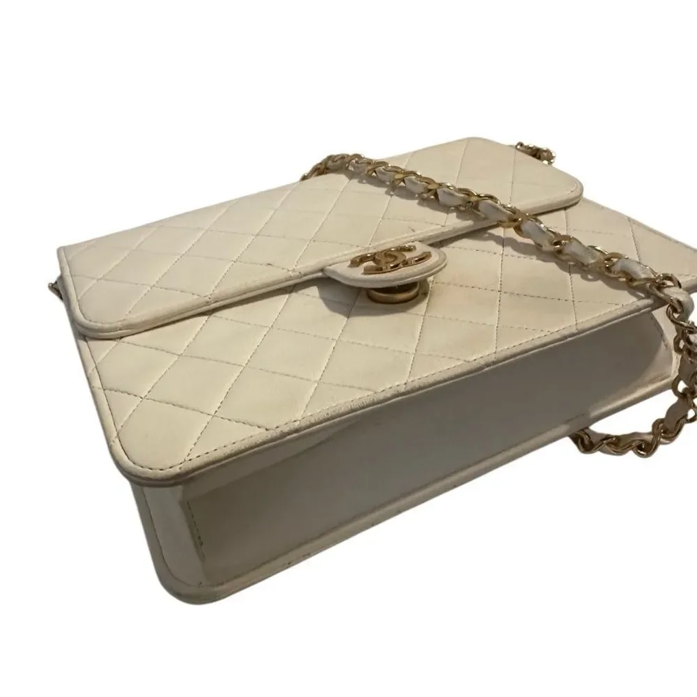 Chanel Cream Gold Quilted Crossbody Bag